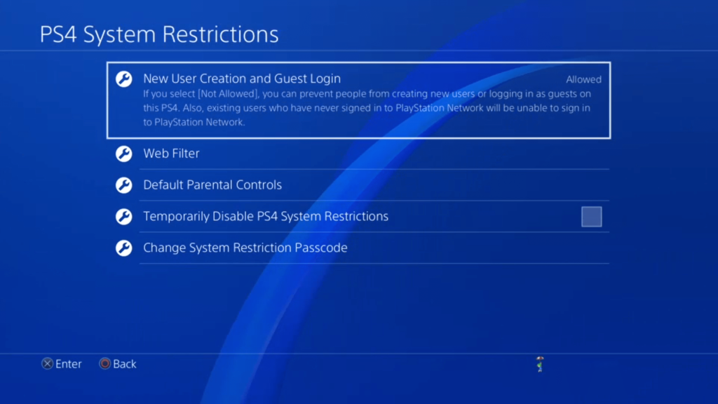 PS4/PS5 system restrictions 