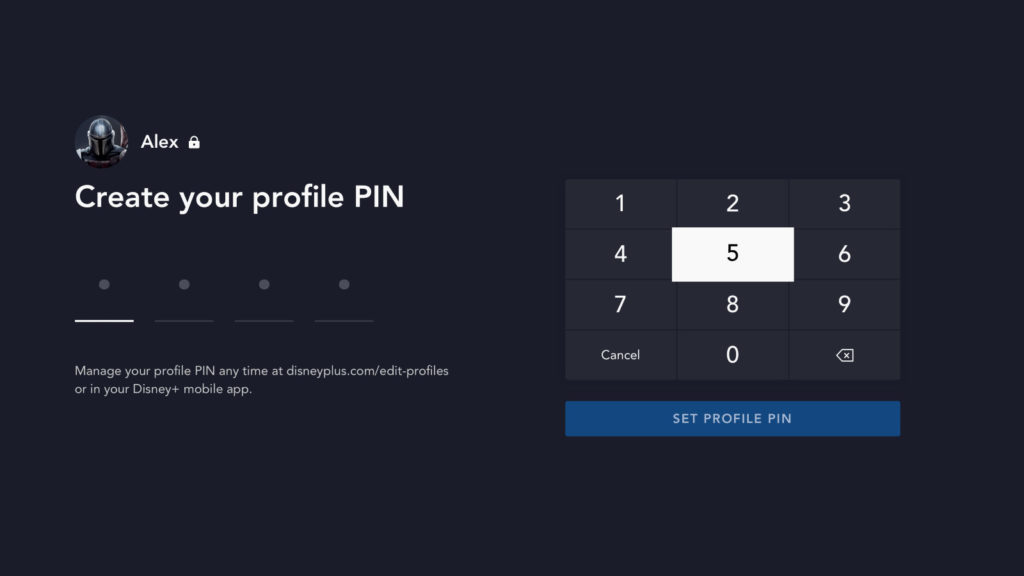 Create profile PIN